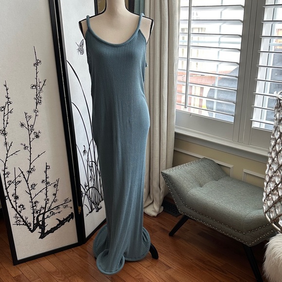 Zara Dresses & Skirts - Zara Sleeveless Ribbed Maxi Dress in Dusty Teal Green